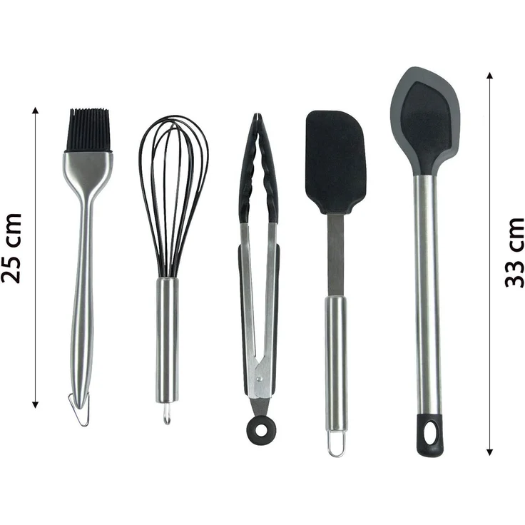 ZOLLNER Küchenhelferset, 10-teilig, aus Nylon mit Silikonüberzug und Edelstahlgriff – Bild 3
