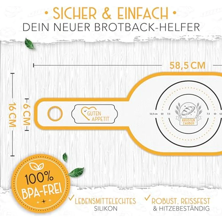 Krustenzauber Backmatte Zubehör - Brotschlingen, Schneebesen, Backmatte, Teig Reinigungstücher, 1x Brotschlinge Oval – Bild 4