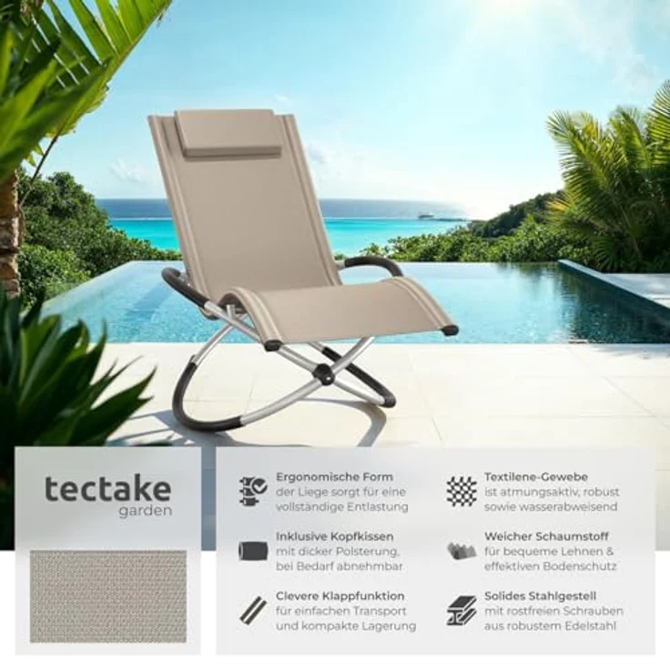 tectake Gartenliege Sonnenliege, 1, 1 St, 1tlg, mit Textilene – Bild 4
