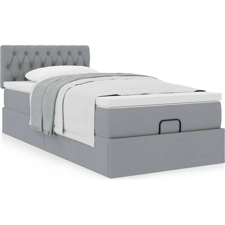 vidaXL Ottoman-Bett mit Matratze Hellgrau 90x190 cm Stoff 3311504 – Bild 12