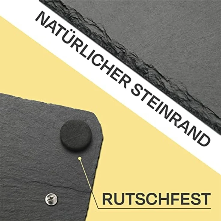 Praknu Servierplatte Schiefer Servierplatte mit Griffen - 40x20 cm, Schiefer, (Set, 1-tlg), Zum Servieren - Echter Naturschiefer - Rutschfest – Bild 7