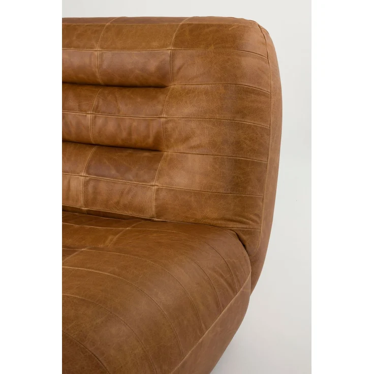 DutchBone Loungesessel Wyatt Cognac aus Leder mit Gummibaumholz-Beinen 87x101x70,5 cm – Bild 9