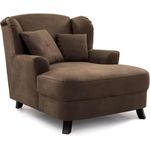 Cavadore XXL-Sessel Assado / Großer Polstersessel mit Holzfüßen und großer Sitzfläche / Inkl. 2 Zierkissen / 109 x 104 x 145 / Lederoptik Dunkelbraun