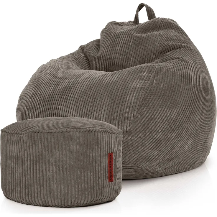 Green Bean® 2er Set Indoor XXL Sitzsack + Pouf mit EPS-Perlen Füllung - Anthrazit