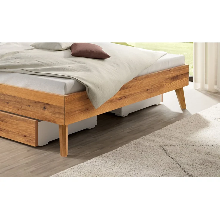 Hasena Bett Taliana Wildeiche mit gepolstertem Kopfteil 160x200 cm, Fußhöhe 20 cm – Bergamo – Bild 4