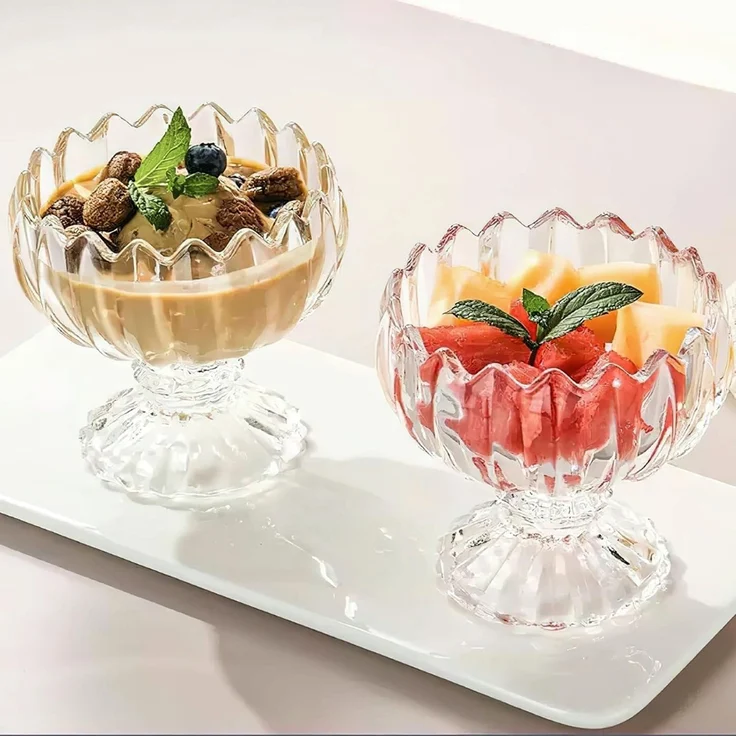 6er-Set Glasschalen 200ml, Lotus-Design - Perfekt für Desserts & Snacks – Bild 8