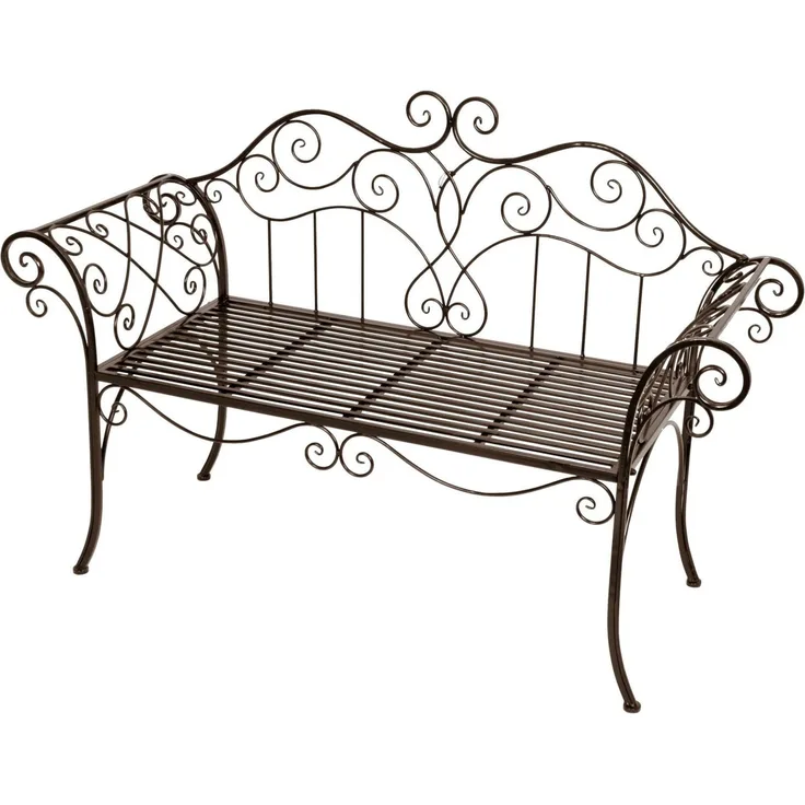 Gartenbank SELENE Metallbank 2-sitzig mit Armlehne, dunkelbraun