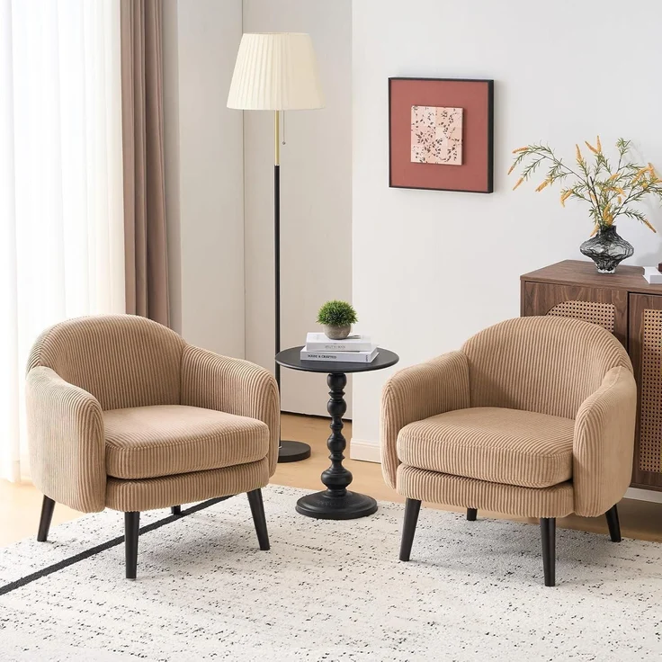 Sessel Cocktailsessel Loungesessel Lesesessel 113kg Cord-stoff Khaki – Bild 9