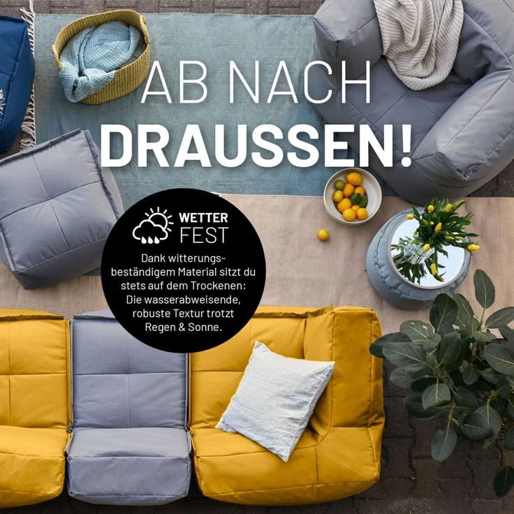 Lumaland Sitzsack-Hocker Modular 54x54x40cm senfgelb eckig – Bild 6