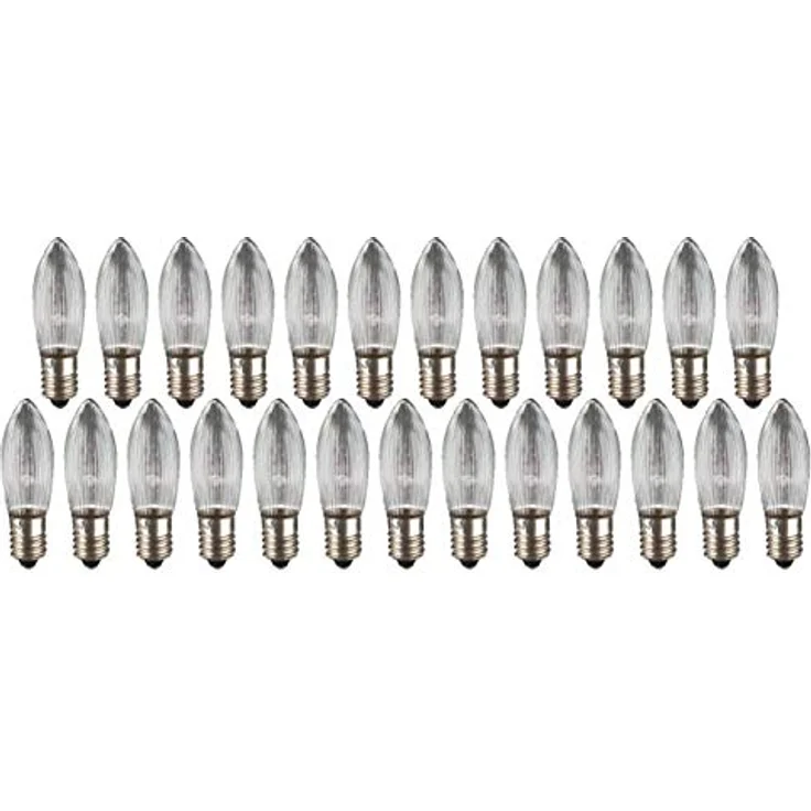 hellum Ersatz-Kerzen für Schwibbogen, 25 Stück 8V 3W Riffelkerze für Weihnachtsbaum Kerzen Lichterketten innen mit 30 Brennstellen, Birnen für Lichterbogen E10/ 8V/ 3W/ 22 Lumen 911114 – Bild 2