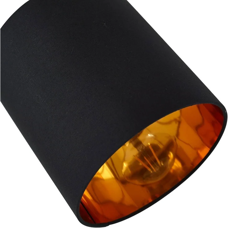 Lindby Stehlampe Nanika, Leuchtmittel nicht inklusive, Modern, Stahl, Textil, Kunststoff, Schwarz, gold, 3 flammig, E27 – Bild 6