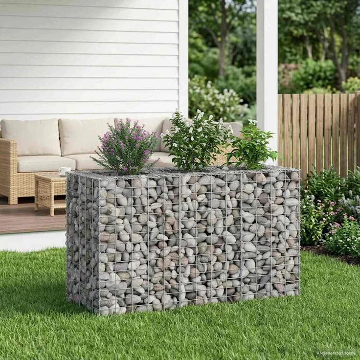 vidaXL Gabionen-Hochbeet 130 x 50 x 80 cm Verzinkter Stahl Silber 42033328 – Bild 1