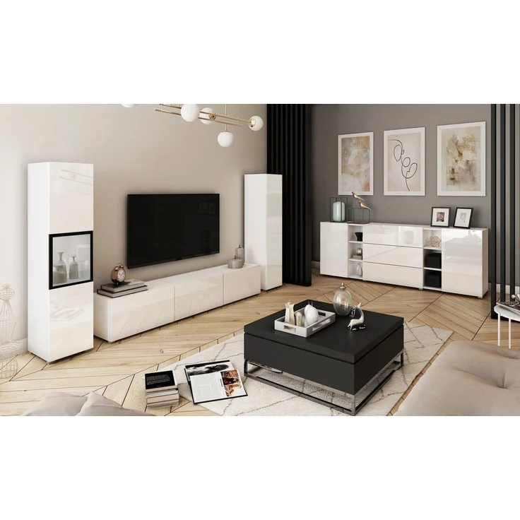 INOSIGN Wohnwand BERLIN III, (Komplett-Set, 3-St), moderne grifflose Mediawand Breite 260 cm, Vitrine mit Verglasung – Bild 3