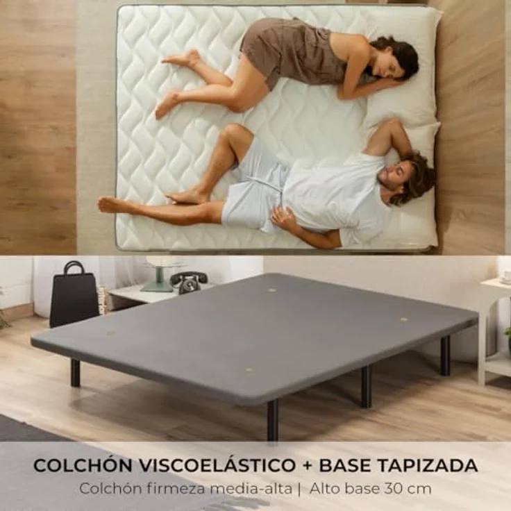 ZZ DON DESCANSO Viskoelastische, 135x190 cm, Mulhacén + gepolsterter Boden aus Stahl, Stahlboden, Höhe der Matratze: ± 26 cm, 135x190 cm – Bild 3