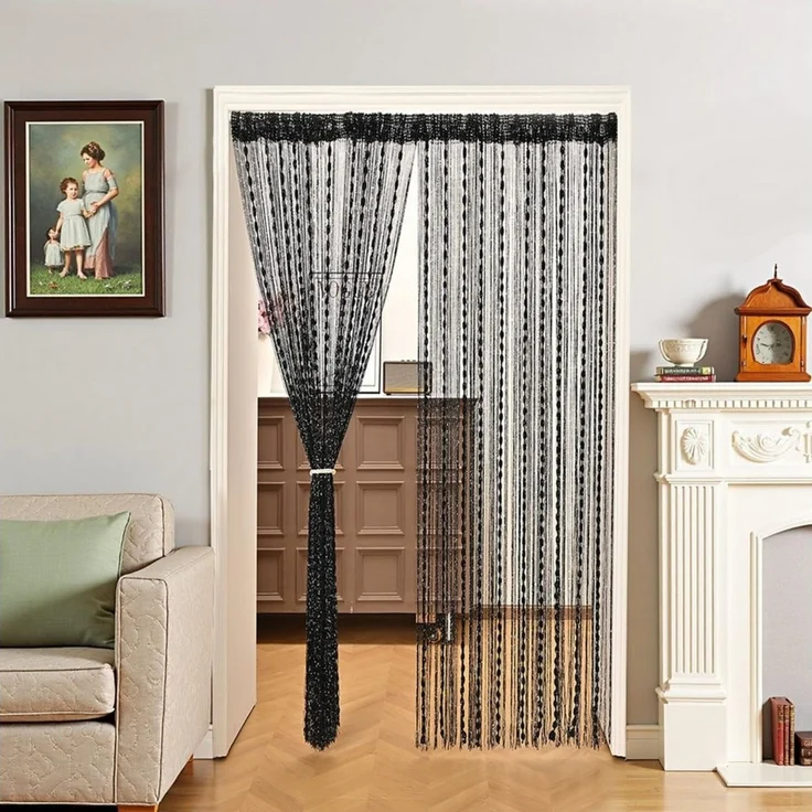 Diwzbyn Fadenvorhang Türvorhang Fadengardine Raumteiler Fadenstores, (1 St), gestreifter Vorhang/Querbehang, 100 x 200 cm,Stangendurchzug – Bild 3