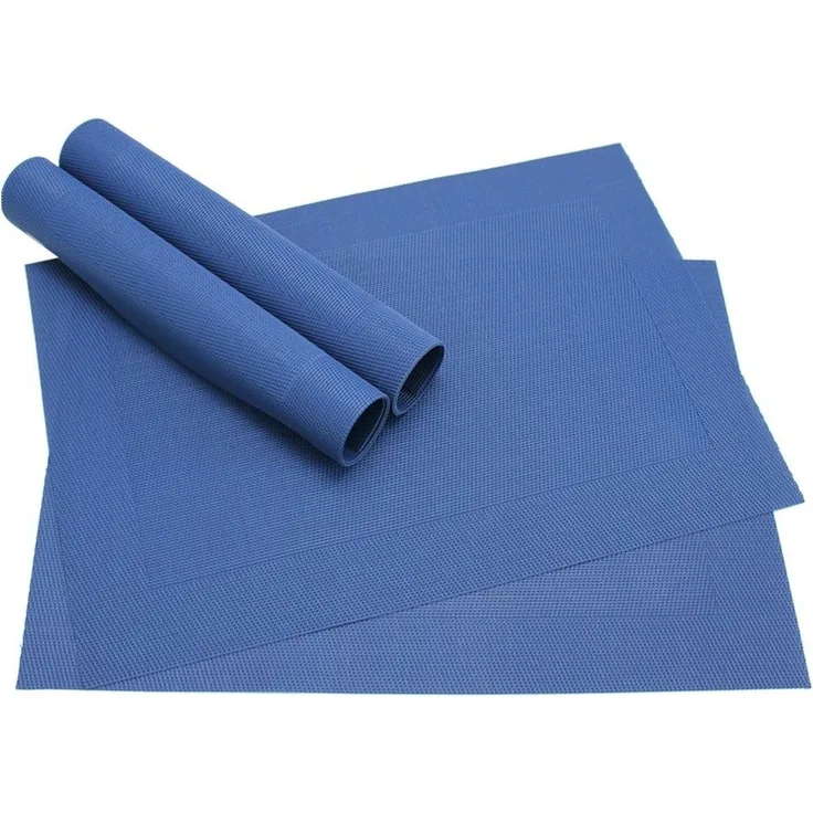 matches21 HOME & HOBBY Platzset Tischset BORDA 4er Blau Tischunterlage als Tischdeko, (4-St), modernes Esstisch Platzdeckchen als abwaschbarer Tischuntersetzer