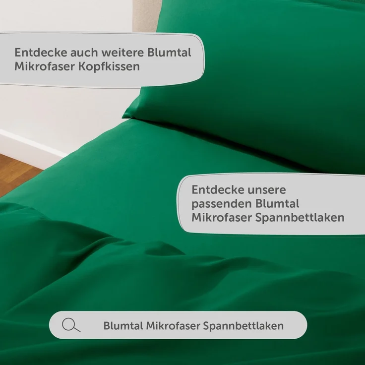 Blumtal Bettwäsche 155x200 cm + 2X Kissenbezug 80x80 cm - Oeko-TEX zertifizierter Mikrofaser Bettbezug 155x200 - Bettwäsche 155x200 3 teilig - Bettwaren & Bettwäsche - 3er Set Bettwäsche Dunkelgrün – Bild 7