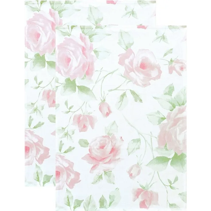 Lashuma Geschirrtuch Rose, (Set, 2-tlg, 2 Küchentücher 48x68 cm), Küchenhandtücher Baumwolle, Geschirrhandtücher saugstark