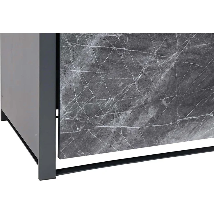 1er Mülltonnenverkleidung HWC-J82, Mülltonnenbox, erweiterbar, Metall 32kg, anthrazit ~ Marmor-Optik dunkel – Bild 8