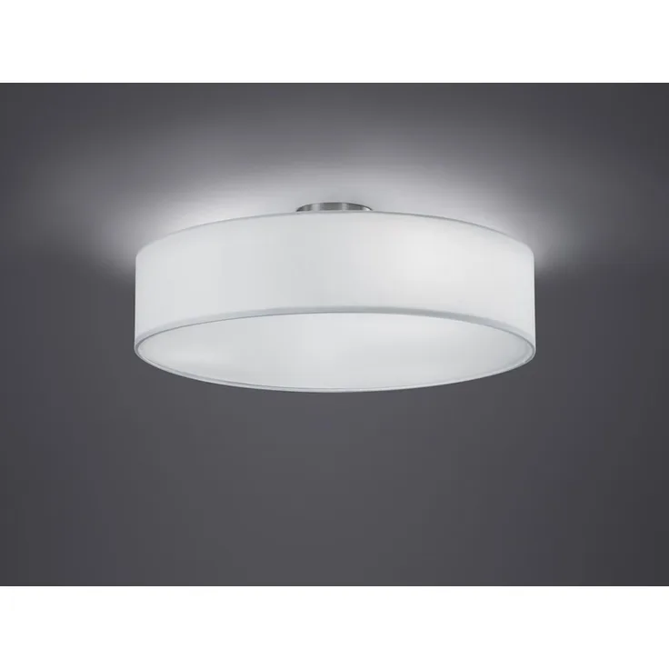 Runde LED Deckenleuchte mit Stoffschirm in Weiß Ø 50cm