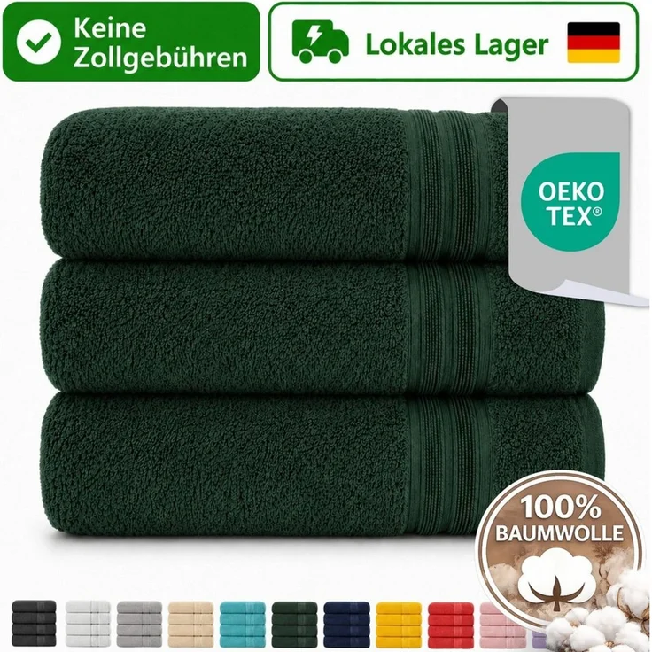 Komfortec Handtuch Set 3er Set 100% Baumwolle, weich & saugfähig, 470g/m², Frottee (3-St) – Bild 1