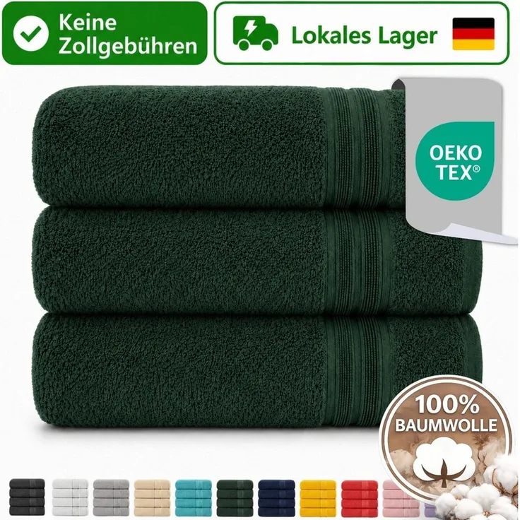Komfortec Handtuch Set 3er Set 100% Baumwolle, weich & saugfähig, 470g/m², Frottee (3-St)