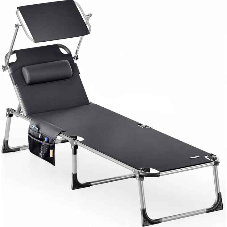 Casaria 'Malta' Sonnenliege, Aluminium, graphitgrau, 210 x 61 x 35 cm