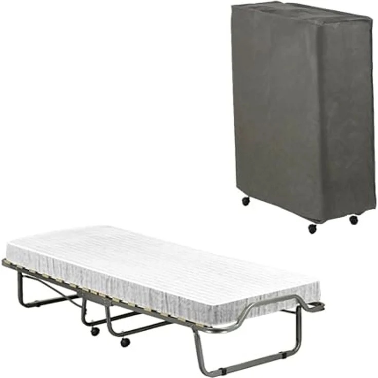 Talamo Italia - Klappbett Clizia, platzsparendes Feldbett mit 15-Lattenrost, inklusive Schutzhülle, 100% Made in Italy, 80x200h40 cm, Matratze inklusive – Bild 1
