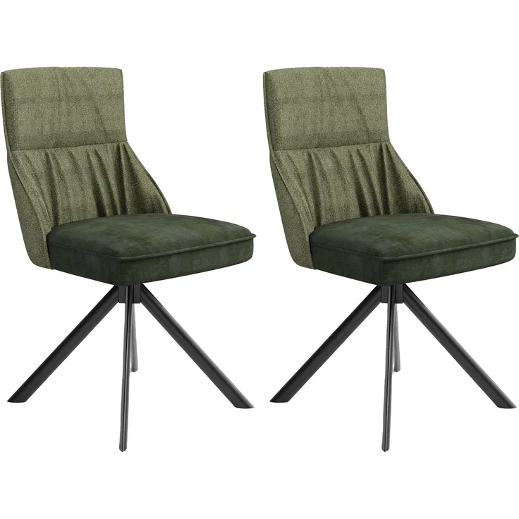 Stuhl >CALIFORNIA< 2er-Set in grün aus Webstoff/Velvet 50x89x56 cm (BxHxT)