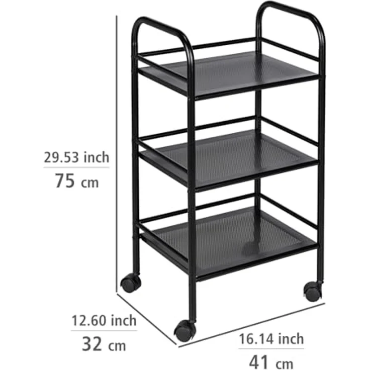 WENKO Badregal, Schwarz, mit 3 Etagen, Edelstahl – Bild 4