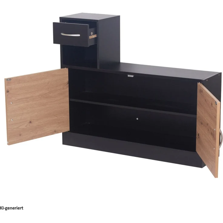 Garderobenpaneel mit Spiegel und Schuhschrank Schwarz-Baumscheibe – Bild 3