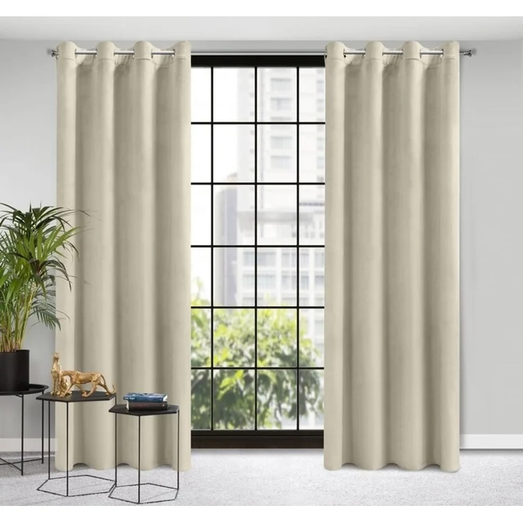 Design91 Samtvorhang, Ösen, Polyester beige, 140x250 cm – Bild 3