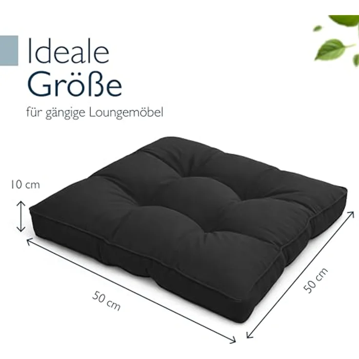 Beautissu Lounge Sitzkissen Outdoor Graphitgrau, 10cm, 50cm, 50cm – Bild 4