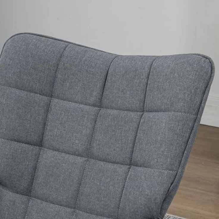 HOMCOM Schaukelsessel mit Hocker, Relaxsessel mit Leinenoptik (Armlehnsessel, 2-St, Schwingsessel), für Wohnzimmer, Schlafzimmer, Grau – Bild 9
