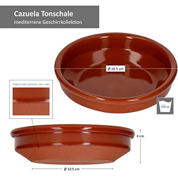 MamboCat Tapas-Schale 12er Set Tonschale Bruno Cazuela M Ø 16 cm glasierte Schalen, Ton – Bild 5