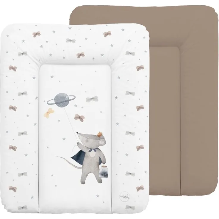 CEBA BABY Weiche Wickelauflage 50x70 cm – Wickelmatte für feste Unterlagen, Basic, OEKO-TEX® Standard 100 - Cosmic Mouse
