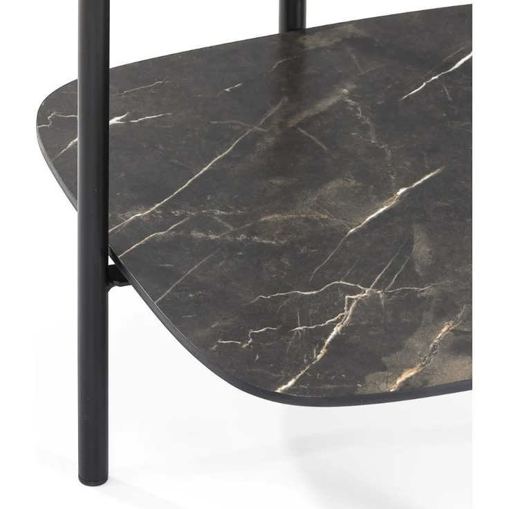Moderner Design Beistelltisch MARMOL 55cm schwarz Marmor-Optik Metallgestell – Bild 6