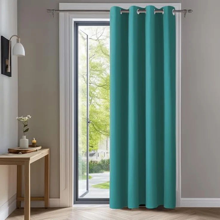 Deconovo Thermovorhänge mit Ösen Hitzeschutz Verdunklungsvorhänge Türkis | 1 Stück, H260 x B140 cm, Blickdichter Ösenvorhang, UV-Schutz, Wohnzimmer und Schlafzimmer, Sichtschutz, Blackout Curtain – Bild 1