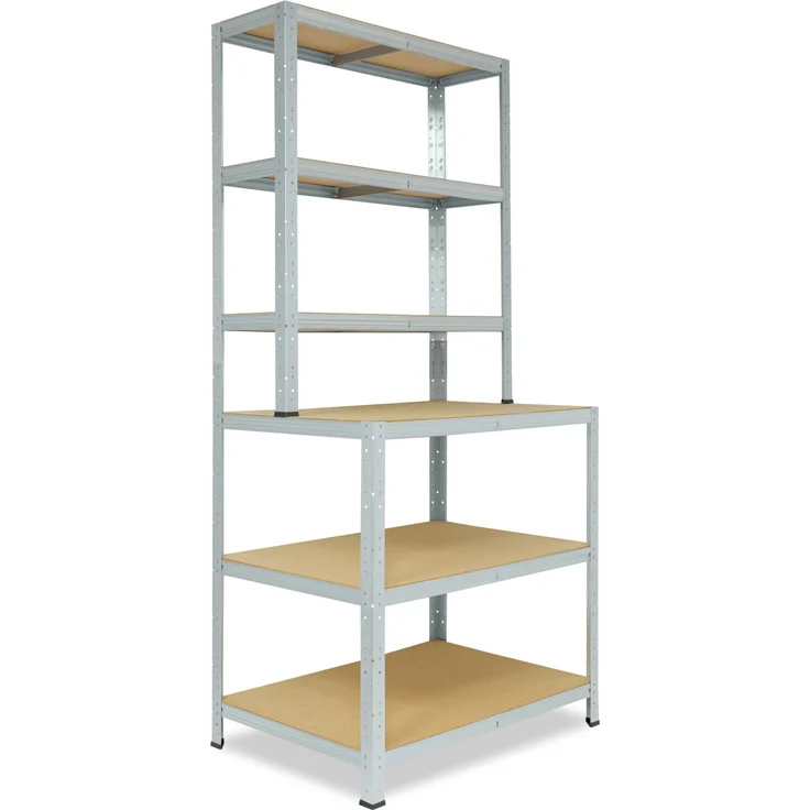 shelfplaza HOME 190x80x60 cm Werkbank Regal in grau-verzinkt mit 6 Böden und 145 kg Traglast pro Boden – Bild 1