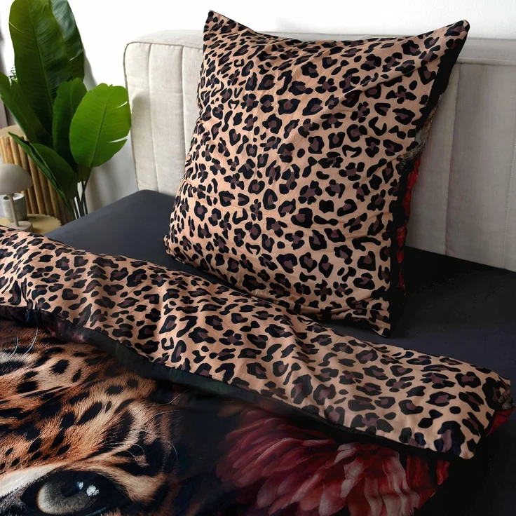 Bettwäsche Wild Flowers Leopard Animalprint 100% Baumwolle 135x200 – Bild 4