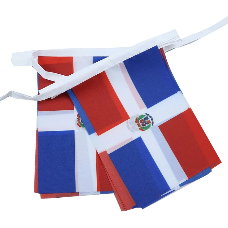 AZ FLAG - Fahnenkette Dominikanische Republik 6 Meter Mit 20 Flaggen - 21x14 cm - Dominikanische Girlande Flaggenkette 14x21 Cm