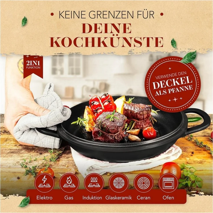 Krustenzauber Bräter Aluguss Bräter mit Deckel backofengeeignet [inkl. Glasdeckel] – Bild 2