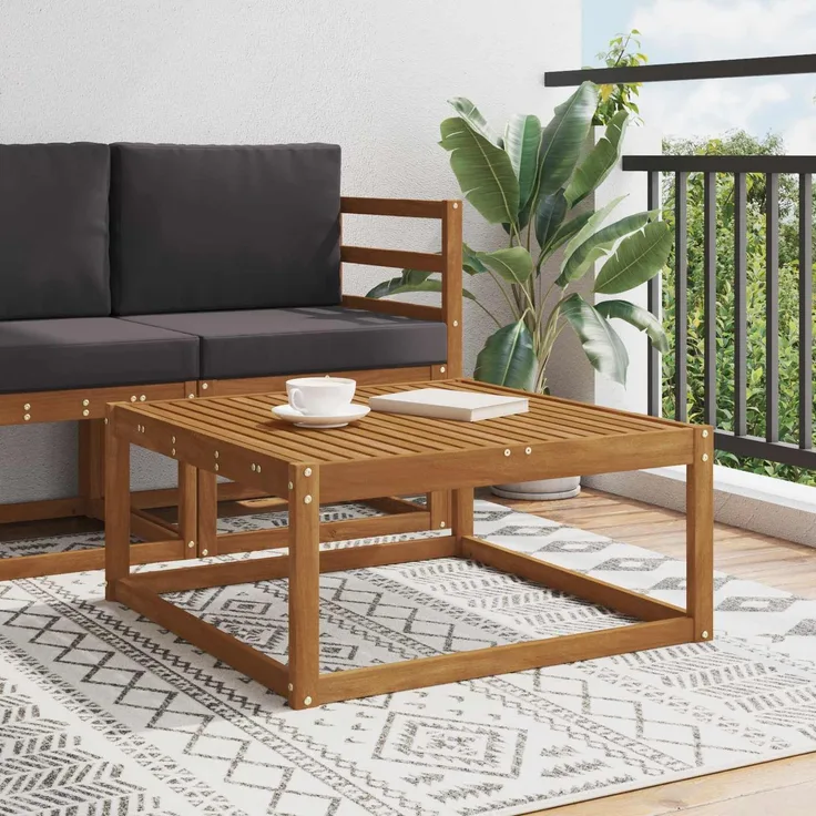 vidaXL Tisch für Outdoor Massivholz Akazie Natur 79 x 79 x 37 cm 900525