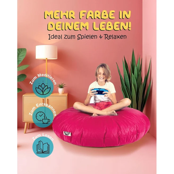 PATCH HOME 2-in-1 Sitzsack Sessel - Gaming Bean Bag mit Reißverschluss - Bereits befüllt, Ergonomisch & Robust für Kinder & Erwachsene - Indoor & Outdoor, Wetterfest (Magenta, 155cm) – Bild 5