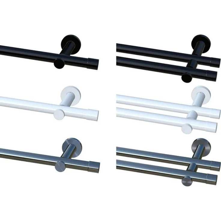 Garduna Gardinenstange Ø 20mm / 1- oder 2-Lauf, 2-läufig, kürzbar, Metall, 2-lauf 1-lauf, Gardinenstange komplett, hochwertig, Fixmaß, 20mm – Bild 4