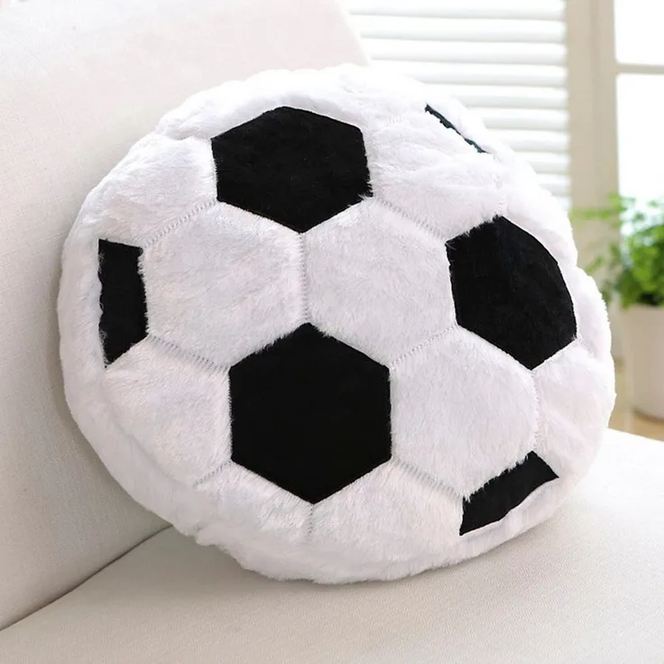 FOUORTUNATE-BEE Dekokissen Plüsch weiche Flauschige Fußball Rückenkissen Sitzkissen, Fußball kreative Zimmer Dekorationen Geschenk für Fußballliebhaber