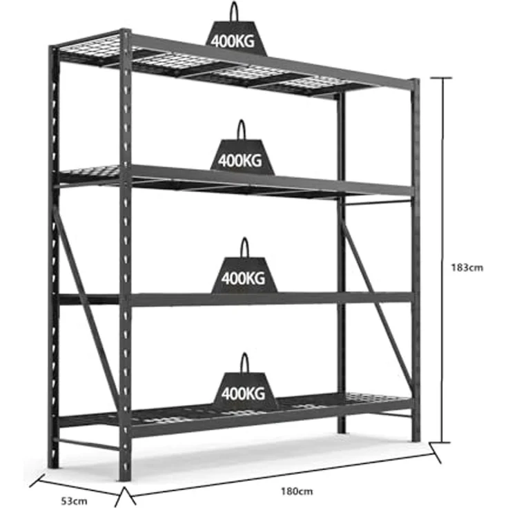 Sanotechnik Industrie Schwerlastregal, Metall, schwarz, 180x53x183 cm – Bild 2