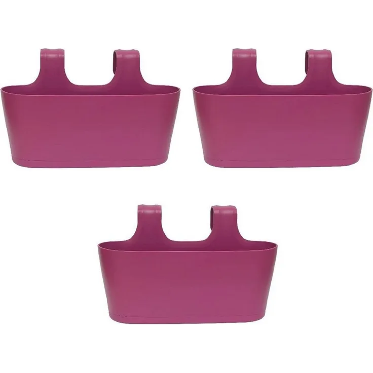Engelland Blumenkasten Blumentopf zum Hängen (Vorteils-Set, 3 St, Fassungsvermögen je Topf 5,5 Liter), UV-Beständig, Frostbeständig, Wasserauffangschalen