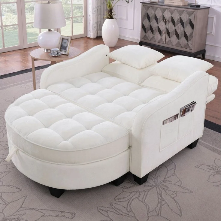 STILVORA Schlafsofa mit Aufbewahrungs-Hocker,Modulares Sofa Relaxsofa aus Chenille – Bild 2