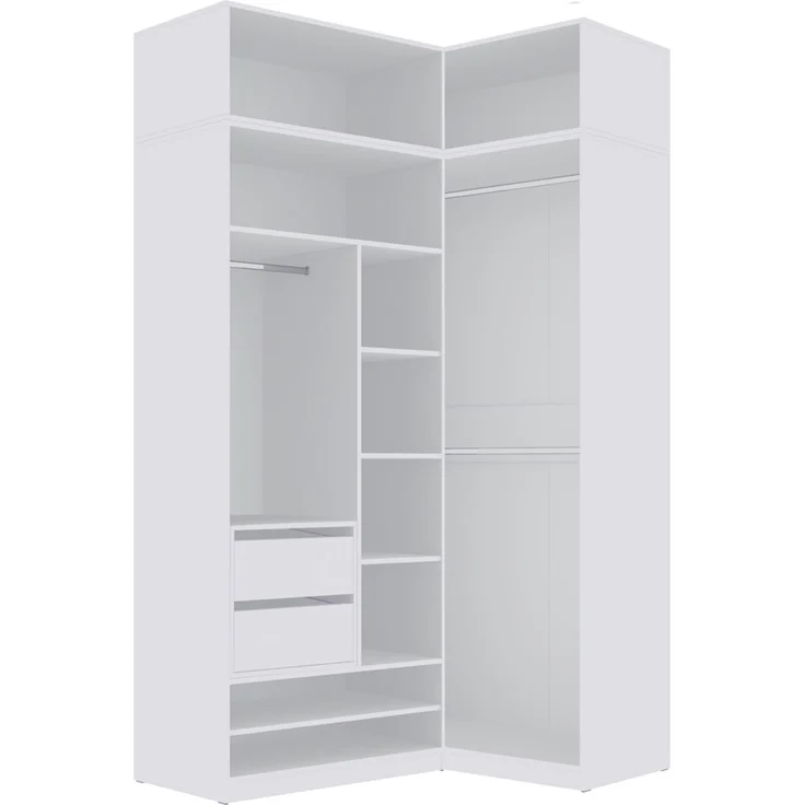 Marmex Möbel Tres Set-C/N (B) praktischer Einbauschrank ohne türen, Eckkleiderschrank mit Aufsatz, Ankleidezimmer Möbel, laminierte Spanplatte, weiß 190x246x51 cm – Bild 7